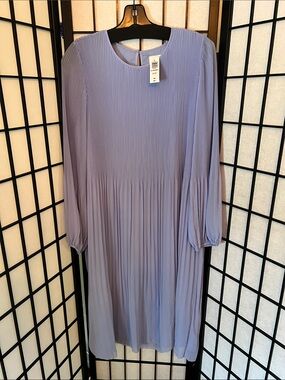 Wilfred Lavender Long-Sleeve Pleated Midi Dress
